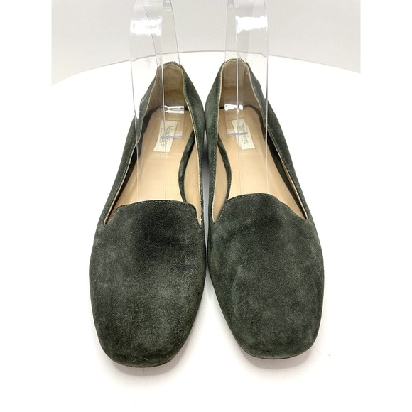 Max Mara Loafers Square Toe Suede Green Flats Women's Size 37 US 6.5 FLAW - Picture 2 of 12